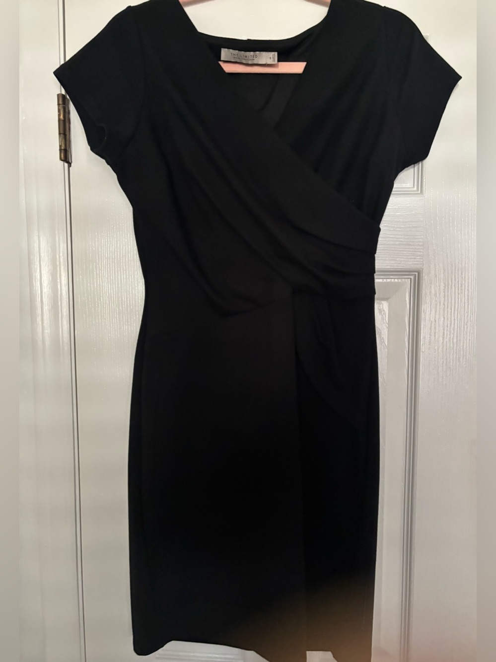 The Limited Black Faux-Wrap Midi Dress